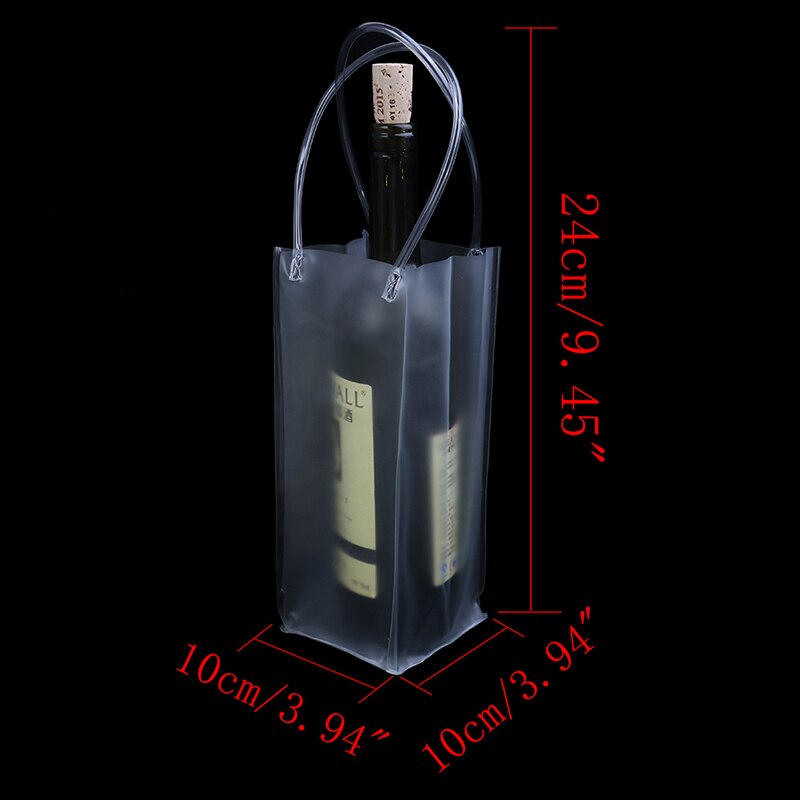 1pc sac Transparent Transparent de refroidisseur de poche de glace de vin de Champagne de PVC avec la poignée