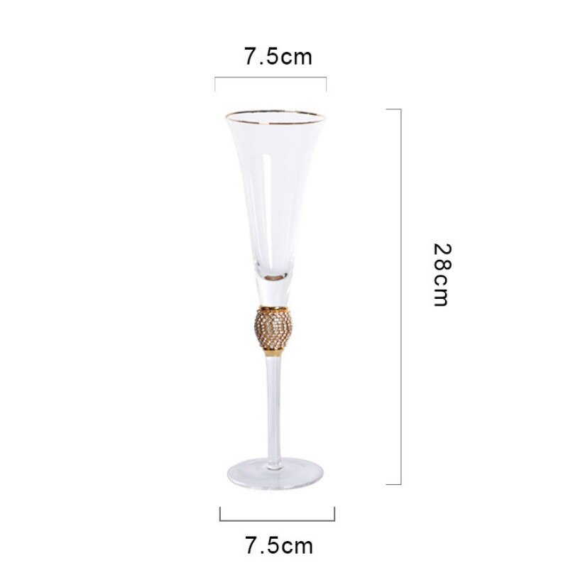 Copa de lujo de 200-600ml, copa de champán hecha a mano con diamantes incrustados, de vacaciones, copa de vidrio de vino tinto: 220ml