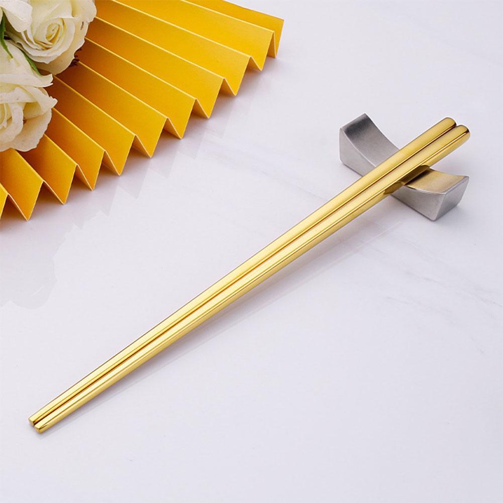 2pcs Steel Chinese Chopsticks Non-slip Reusable Metal Chopstick for Sushi Hashi Food Sticks Tableware Kitchen Tools