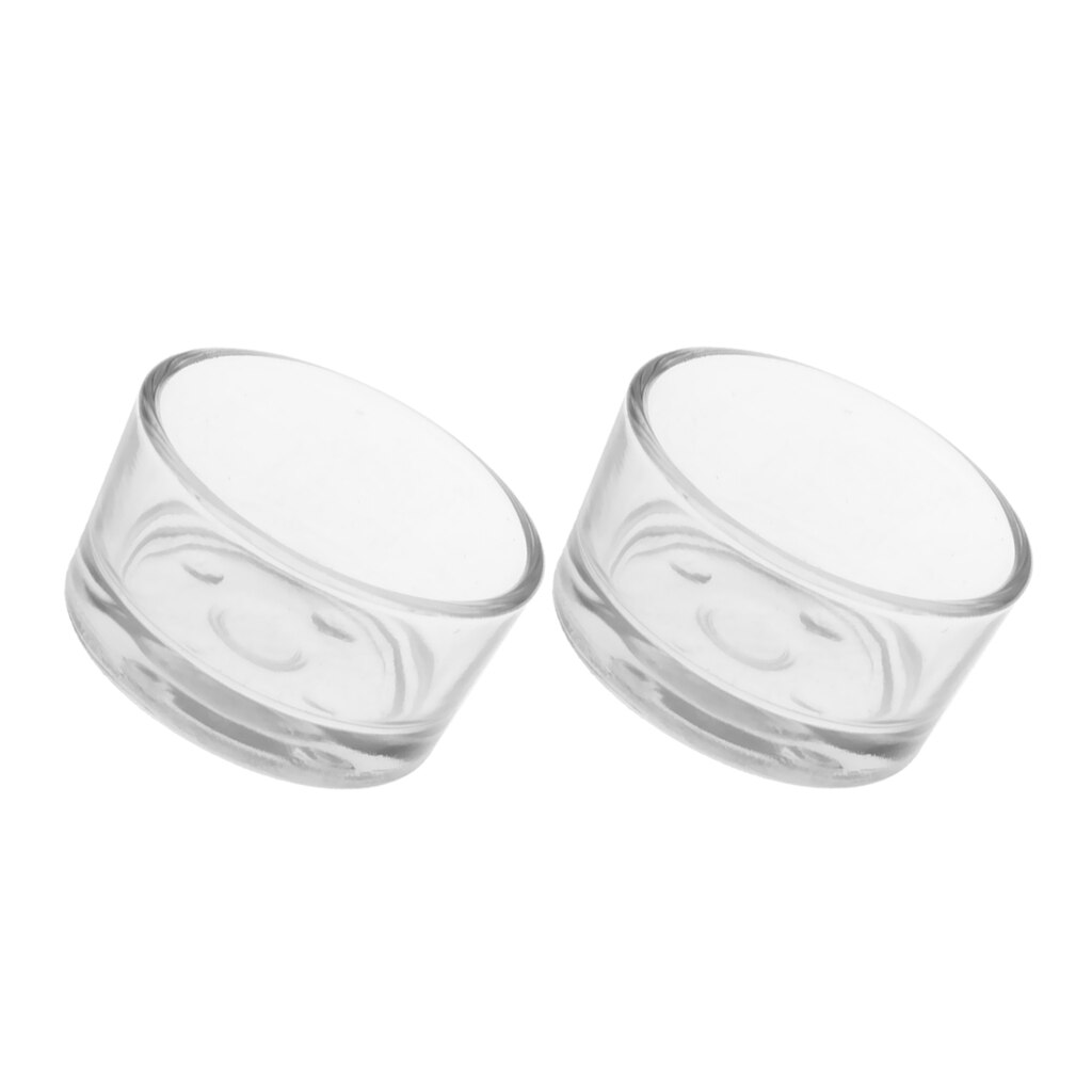 2 Pcs Transparent Glass Reptile Lizard Water Food Bowl Feeder Bowl Basin