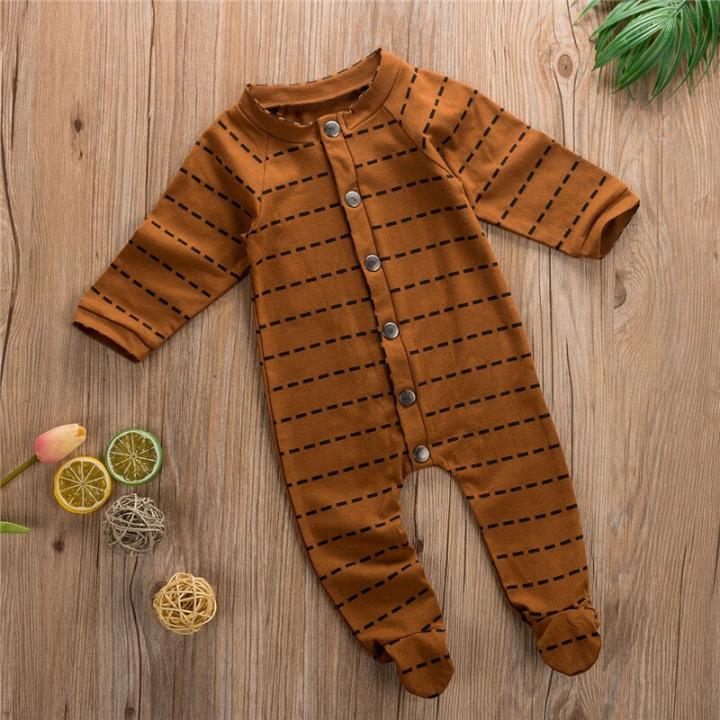 Neue Striped Neugeborenes Kinder Junge Mädchen Footies Overalls Lange Hülsenspielanzug Playsuits langarm Baumwolle Weiche Outfits Kleidung Herbst