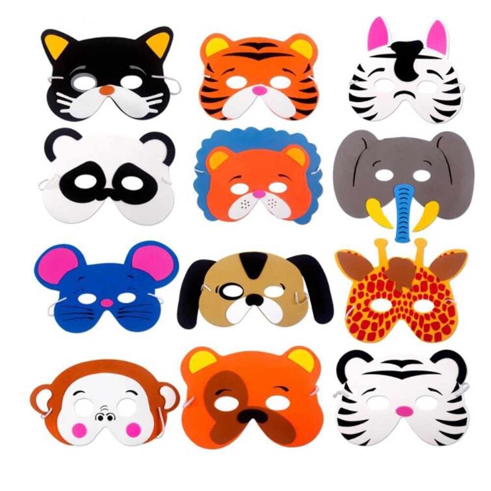 10Pcs/set Funny Animal EVA Children Mask Mask Kids Woodland Farm Dress Prop Birthday Party Decoration: Default Title