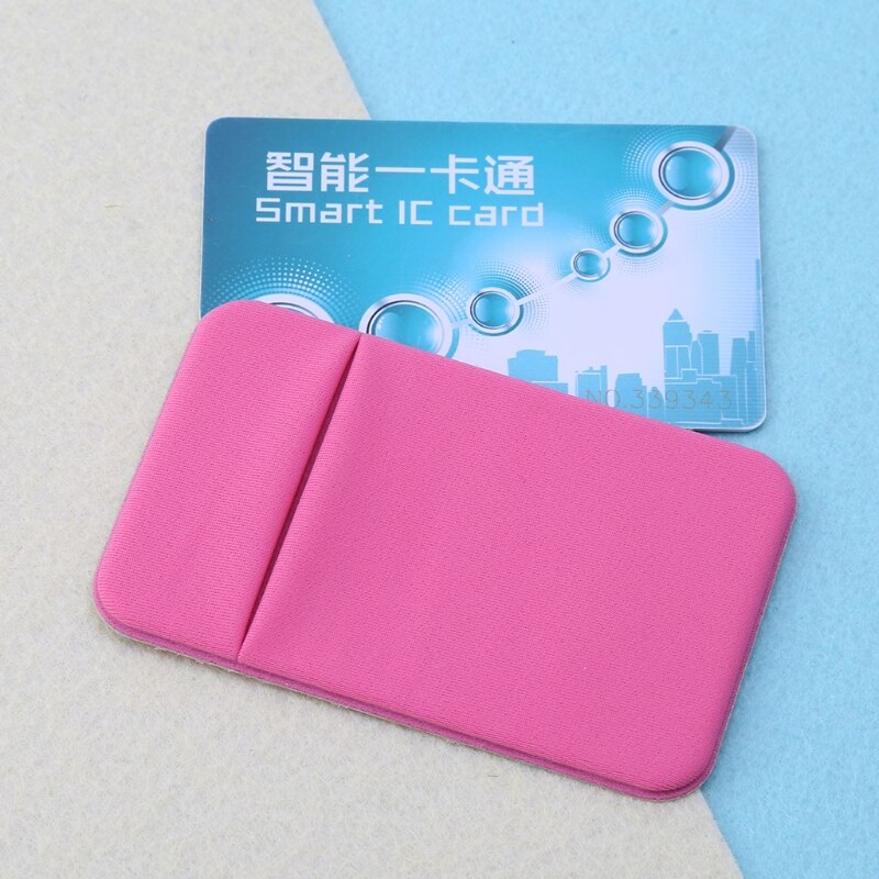 Mobile Phone Credit Card Wallet Holder Pocket Stick-On Adhesive Elastic Tool