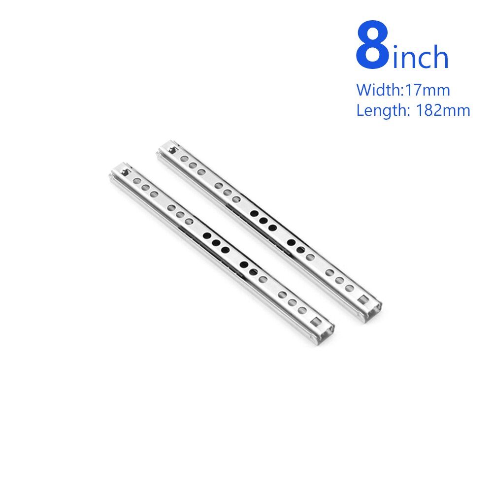 17Mm Breed Micro Gids Staal Bal 2 Stukken Staal Bal 2 Fold Bal Slide Kasten Lade Stalen Bal Slide lade Kast Slides: 182mm