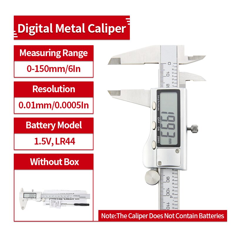 Digital Calipers Metal case 6-Inch 150mm Stainless Steel Electronic Digital Vernier Caliper Metal Micrometer Measuring: Metal Caliper