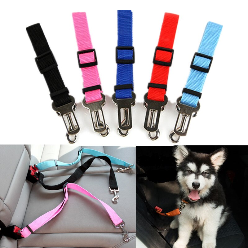 Ceinture de siège de voiture pour chat, harnais réglable, laisse en plomb pour petits et moyens chiens, Clip de voyage, fournitures pour animaux de compagnie, 5 couleurs