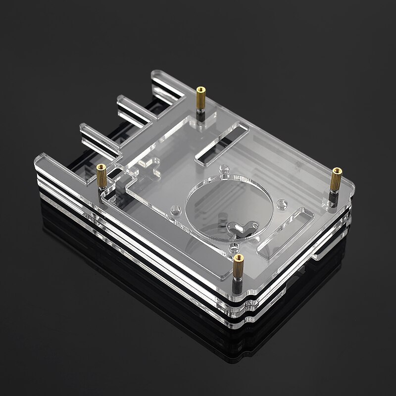 6 schicht Raspberry Pi 4 Acryl Fall Transparent Shell Unterstützung Blaue LED Lüfter für Raspberry Pi 4 Modell B