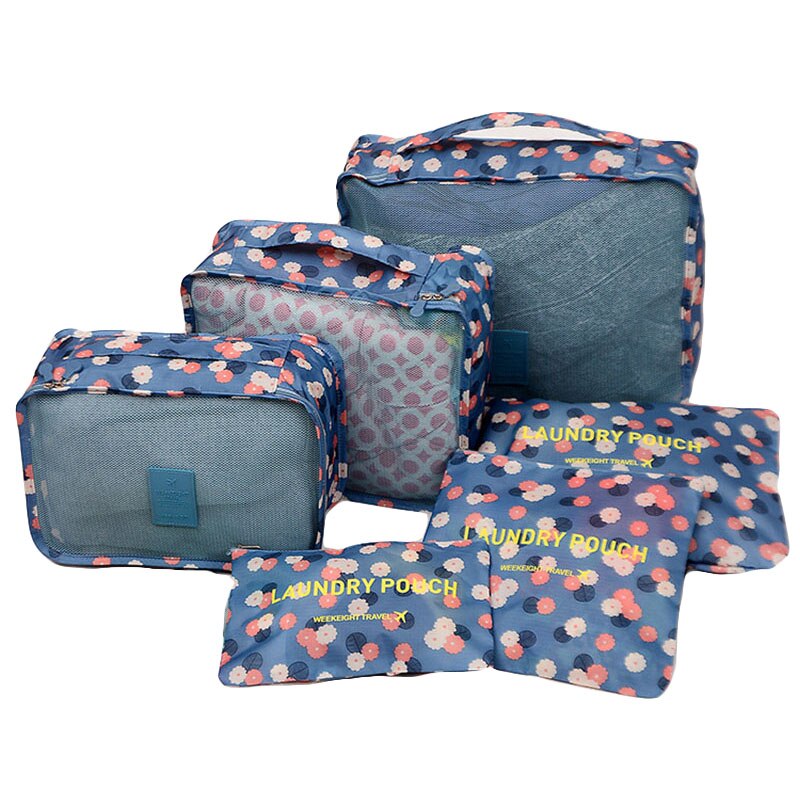 5SETS / LOT Oxford Fabric Travel Mesh Bags Luggage Organizer Packing Cube Organiser Travel Bags