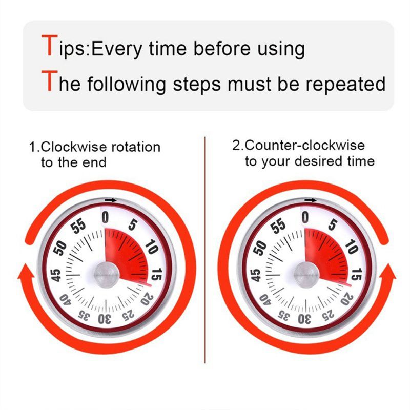 Kitchen Timer Countdown Magnetic Long Ring Bell Alarm Loud 60-Minute Square Cook 27RE