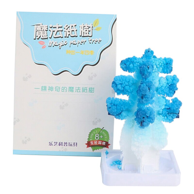 1Pc Mini Visual Magic Artificial Sakura Trees Decorative Growing DIY Paper Tree Novelty Baby Toy Flower Tree Exploring: Blue