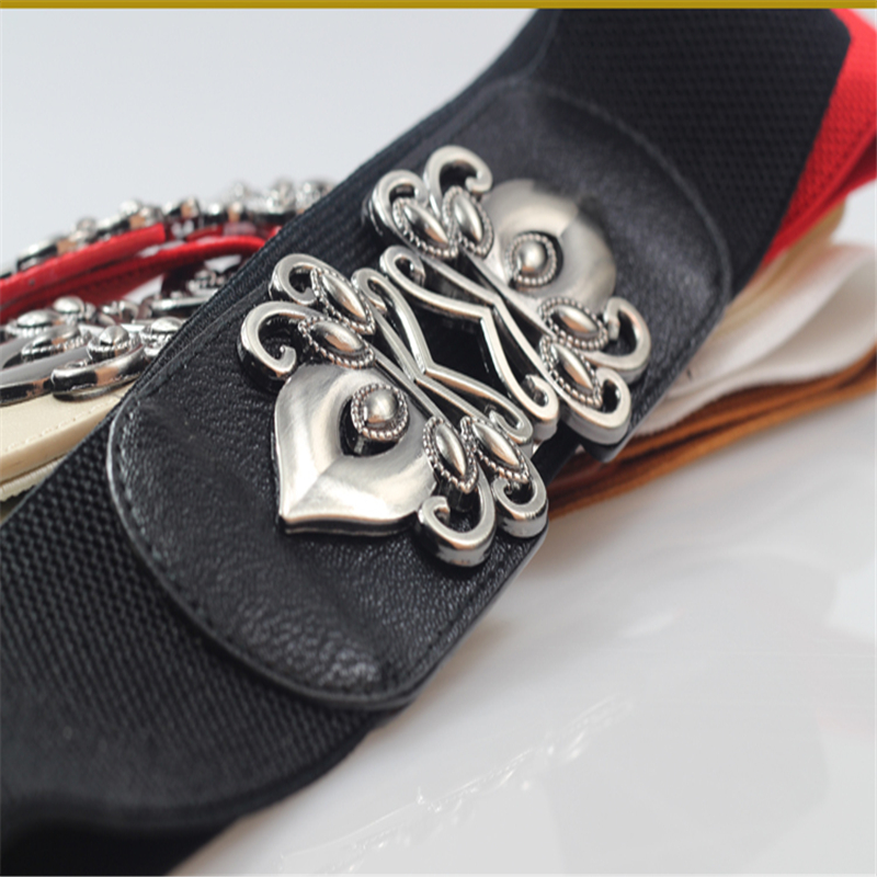 QJ CINGA Cinturón Vestido de mujer con faja Cinturones elásticos con sello de cintura ancha para mujer Faja versátil Rojo Negro 65 cm-85 cm Cinturon