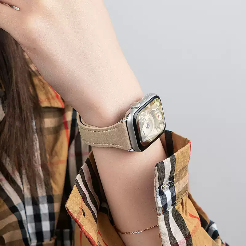 Thin Leather Strap for Apple Watch Band 10 9 8 42mm 46mm 41mm 44mm 45mm 38/40mm Women Watchband Bracelet Belt iWatch 7 se 6 5 4