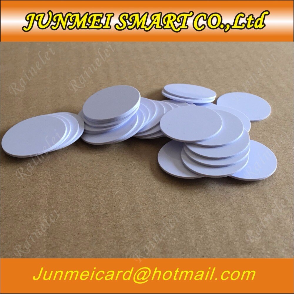 Nfc 215 kort pvc rund tag dia 25mm nfc forum type 2 tag til tagmo højtydende nfc kort