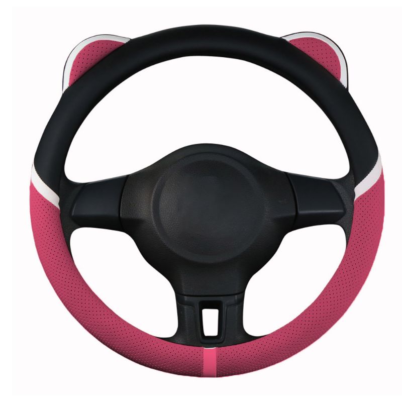 Schattige oortjes auto stuurhoes modieus antislip ademend auto-interieur: Pk