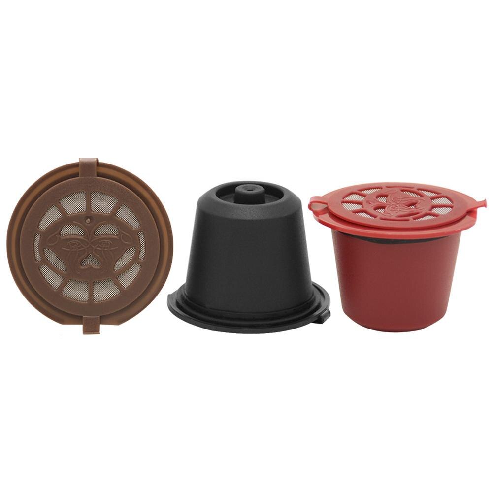 3pcs Refillable Reusable Coffee Capsule Filters for Nespresso Coffee Machine with Brush Spoon Coffee Accessories: Multicolor