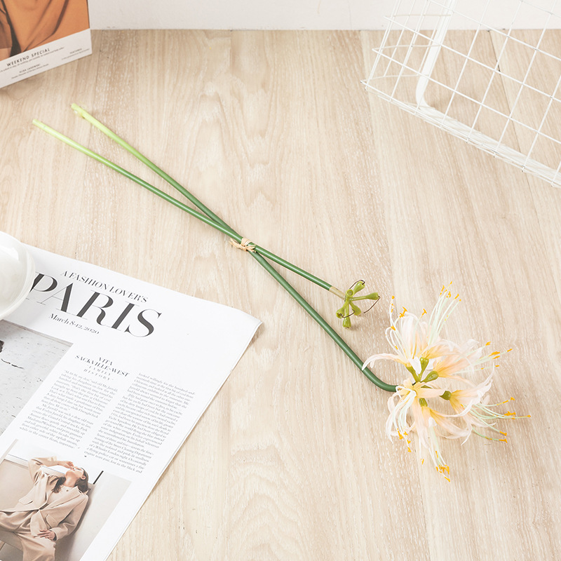 1PC Beautiful Red Spider Lily Stems Artificial Higan Flower Long Branch for Wedding Home Garden Outdoor Decor Flores Photography: C