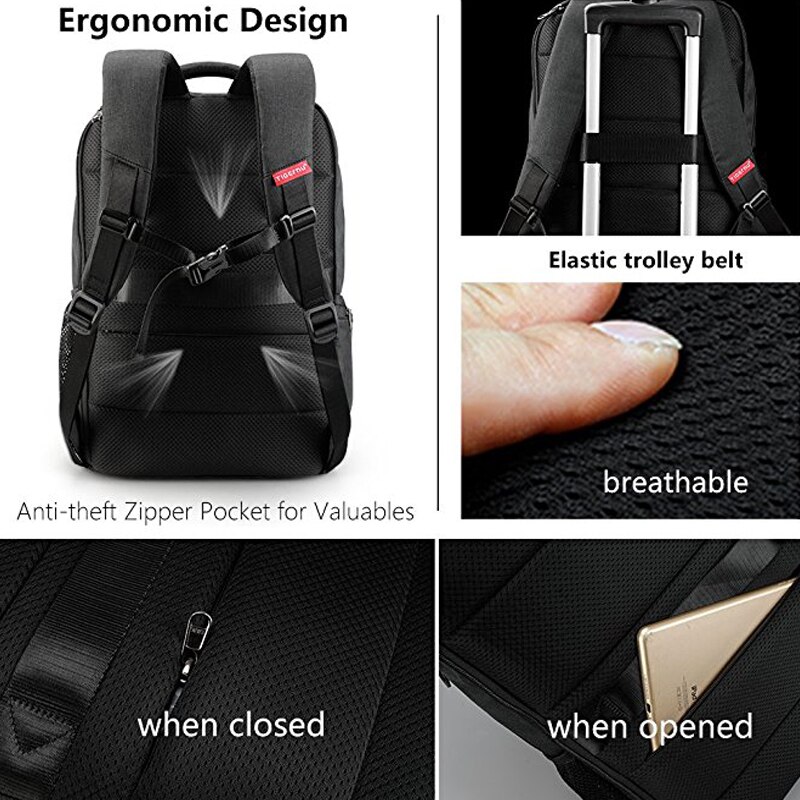 Tigernu brand male mochila 15.6 inch laptop backpack men usb slim backpacks for girls waterproof backpack schoolbag College