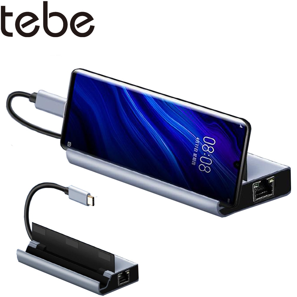 Tebe USB Typ-C 7 in 1 Hub Zu 4K HDMI-Kompatibel Gigabit Rj45 TF/SD kartenleser PD USB 3,0 Für MacBook Profi/Luft Docking Bahnhof