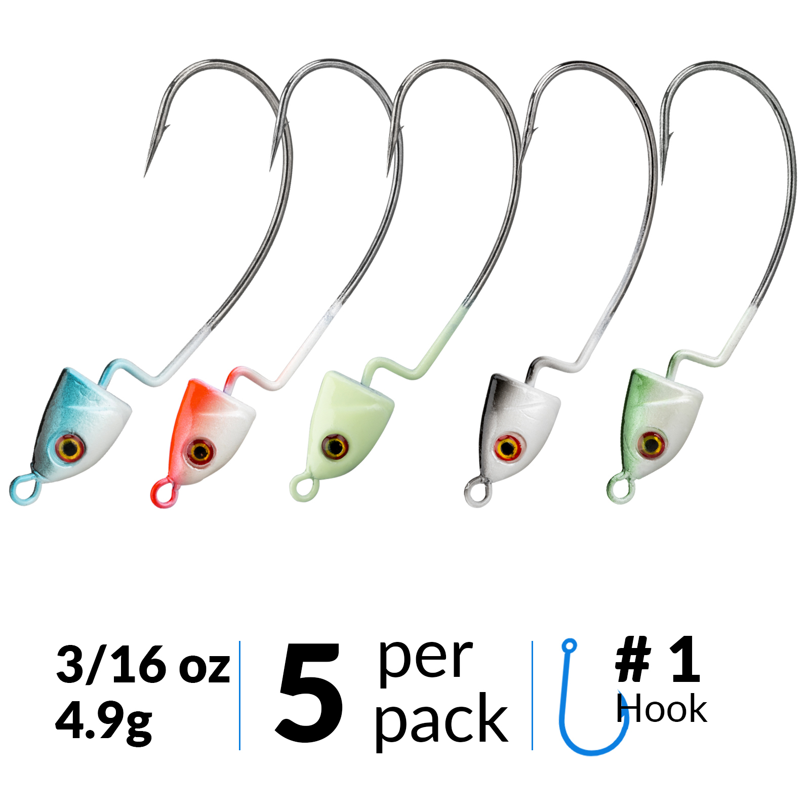 Anzuelo de pesca con cabeza plomada, 3,5g, 5g, 7g, 10g, 14g, accesorios de aparejos de pesca con señuelo suave, 5 unids/lote: 5g jig head hook