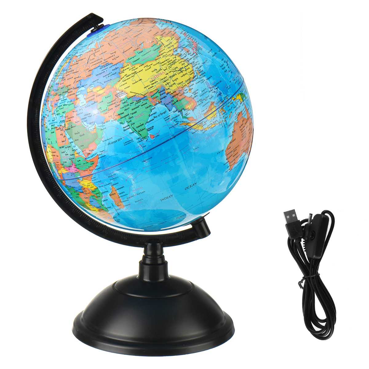 20CM LED Light World Earth Globe Map Geography Educational Toy With Stand Home Office Decor Miniatures School Supplies
