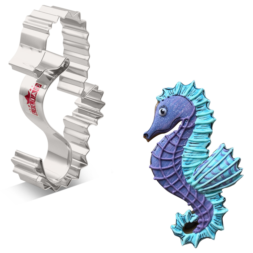 Keniao ocean søheste kage udskærer til børn fødselsdagsfest udskærer-kiks / wienerbrød / brød udskærer -6.4 x 11.2cm- rustfrit stål