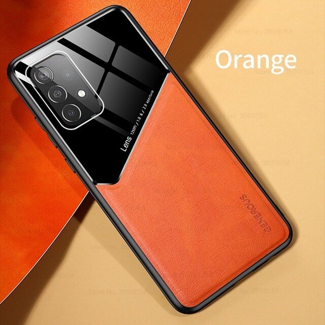 Funda de cuero con soporte magnético para samsung galaxy a72 5g sm-a726b/ds 6,7 ", carcasa de silicona a prueba de golpes: for samsung a72 5g / orange