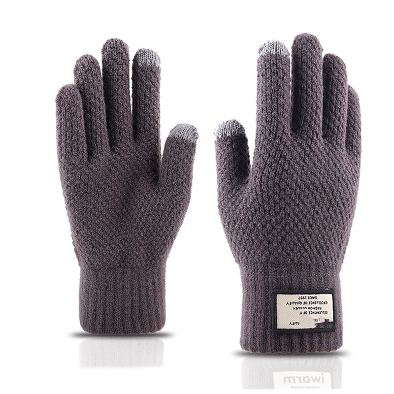 knitted warm touch screen gloves for men's autumn and winter thickened woolen gloves