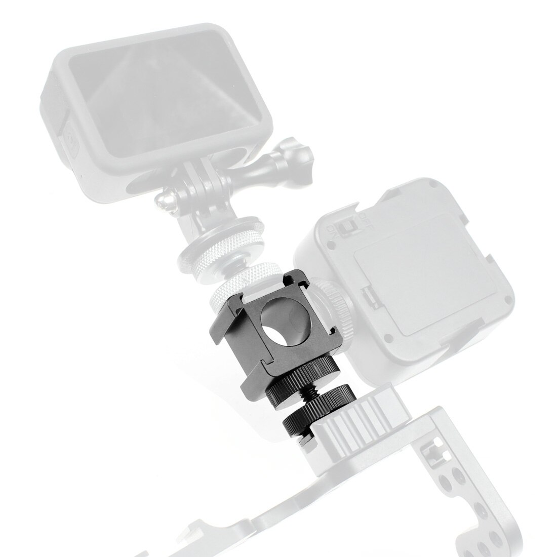 Three Head Cold Shoe Extend Connector Microphone Monitor Stand Holder Metal On-Camera Mount Shoe Adapter for Video LED Light