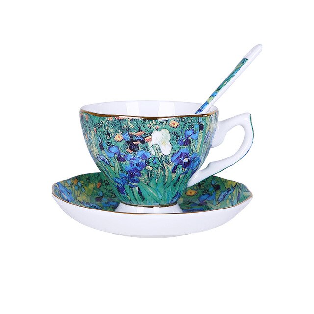The Van Gogh Art Painting Coffee Mugs The Starry Night Sunflowers The Sower Irises Saint-Remy Coffee Tea Cups: 2