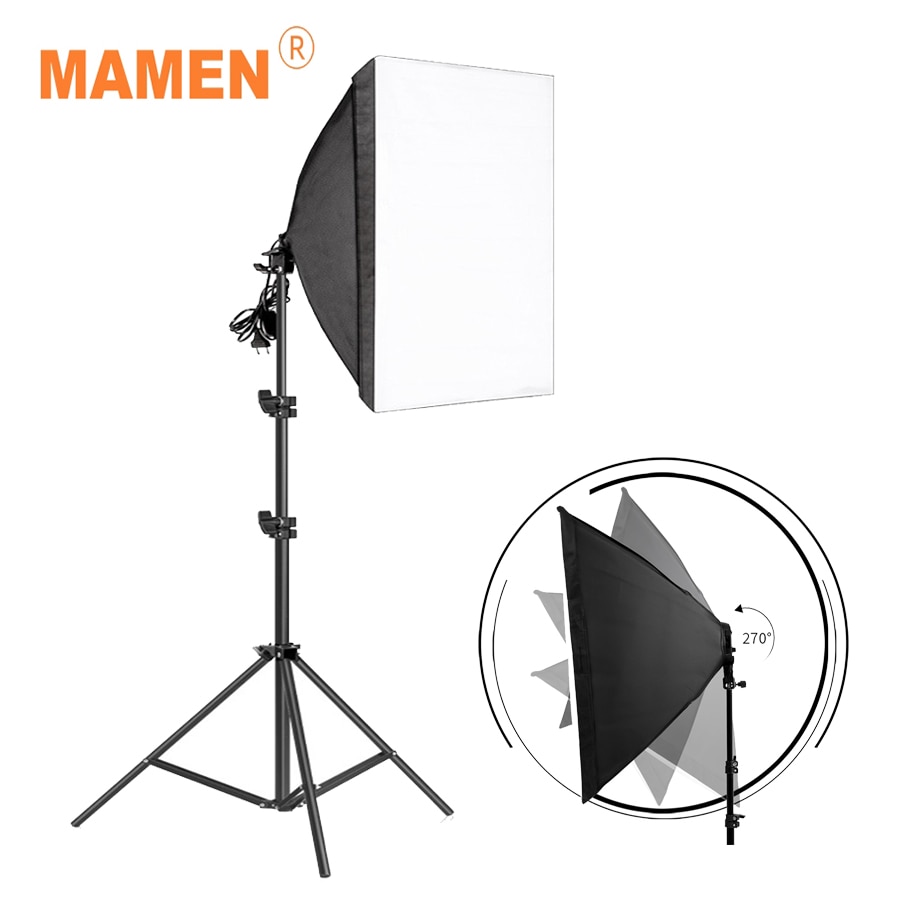 Mamen softbox til fotostudie videoudstyr fotografering softbox belysningssæt 50 x 70cm kontinuerligt lyssystem