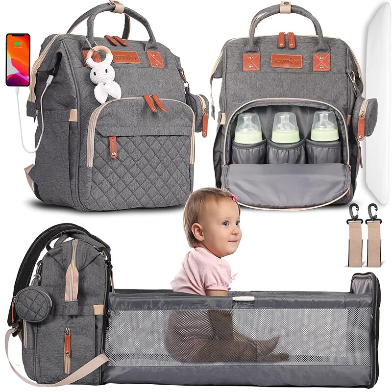 Folding Mommy Bag Lightweight Portable Folding Crib Bed Large-capacity Baby Backpack Female Mommy Outting Bag Bolsa Feminina DDJ