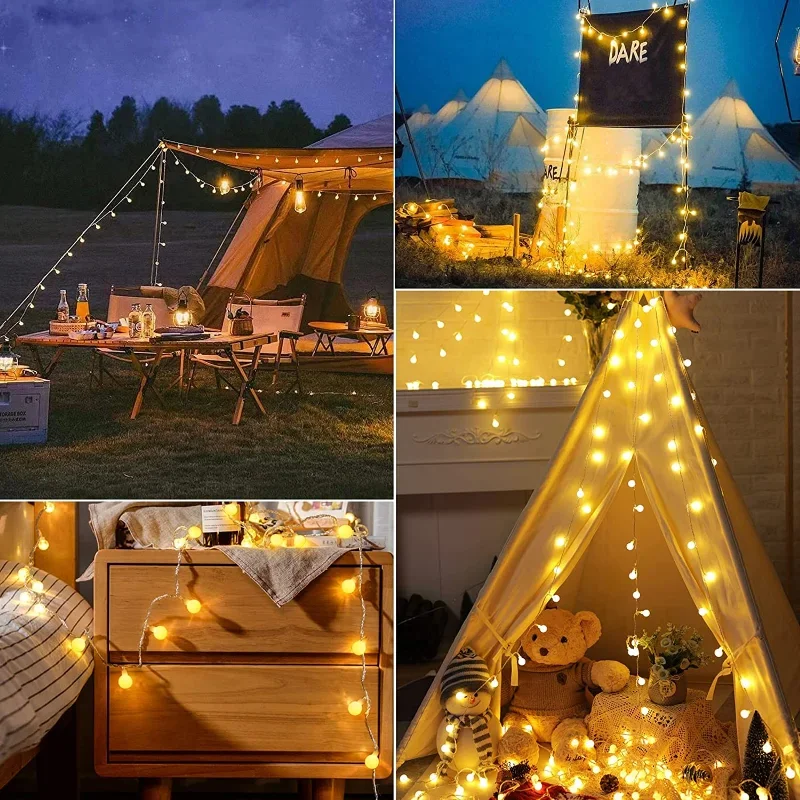 3M-22M Fairy Garland LED Ball String Lights Outdoor Waterproof for Christmas Tree Wedding Home Indoor Decoration Eu Plug Powered