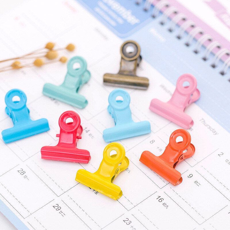 Clips de Metal Multicolor para niña, papel de oficina, documentos, carpeta, suministros escolares de oficina, 30mm, 2 uds.