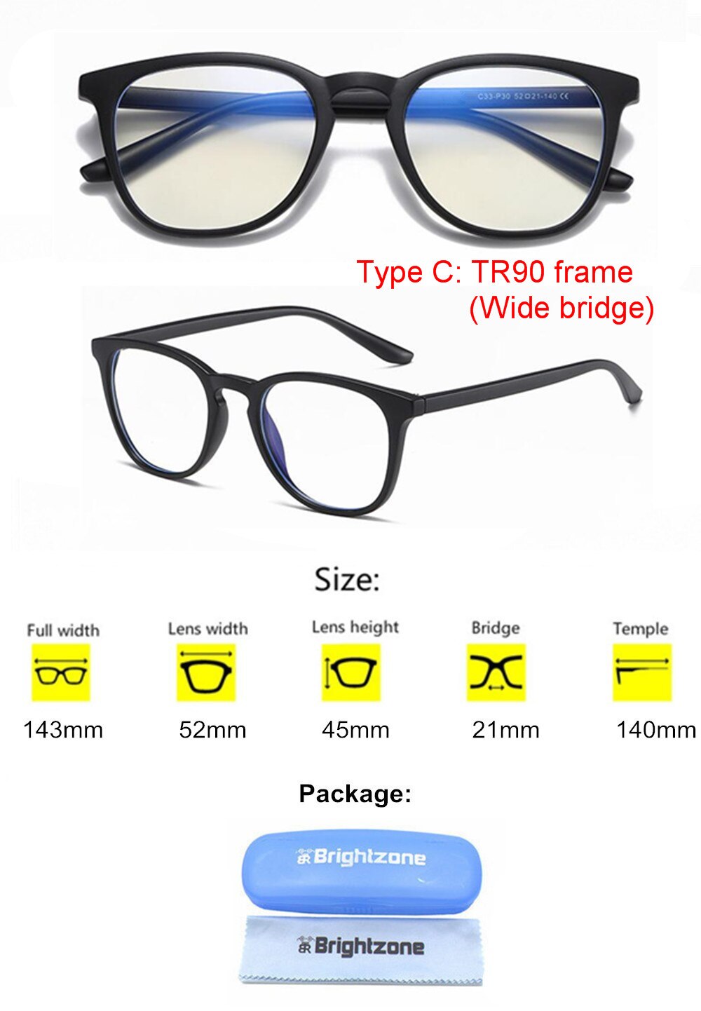 Blokujące niebieskie światło filtr blokujący zmniejsza cyfrowe zmęczenie oczu wyczyść regularne gry komputerowe SleepingBetter okulary popraw komfort: TR902 MatteblackC1