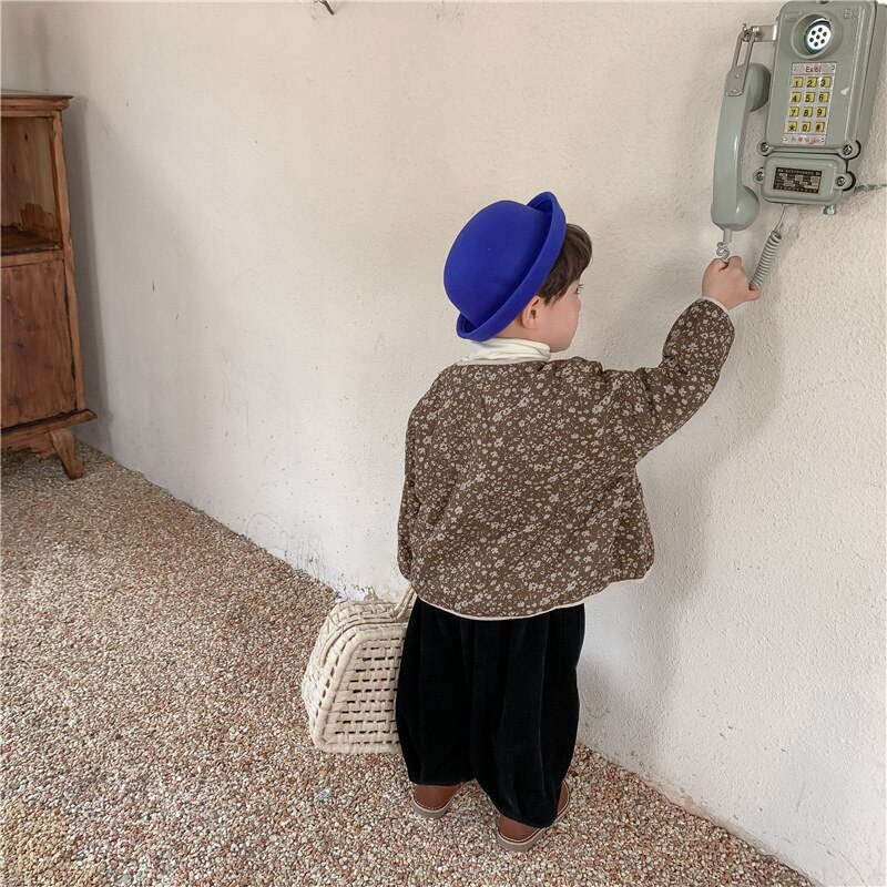 9156 cappotto per bambini giacche retrò autunno inverno 2021 cappotto floreale in cotone per bambina Cardigan superiore Casual retrò da ragazzo cappotto per bambini 1-7 anni