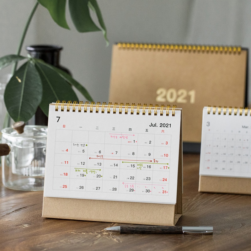 Muji stil skrivebords kalender diy bærbare skrivebords kalendere daglig tidsplanlægning årlig dagsorden arrangør  .08.12