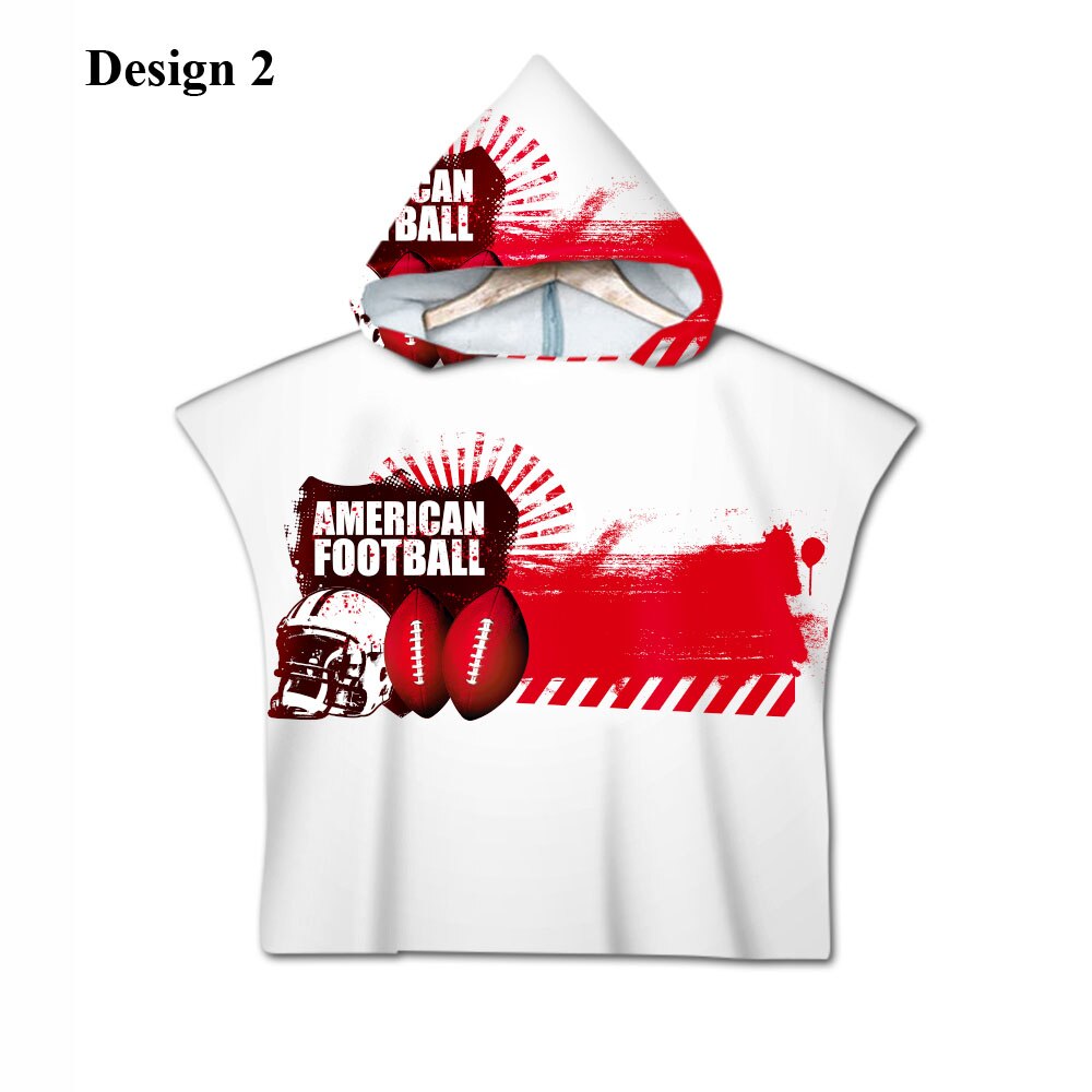 Novelty Sport American Football Rugby Baby Kids Kinderen Hooded Handdoek Zwembad Zwemmen Bad Strand Poncho Handdoek Cape: Design 2