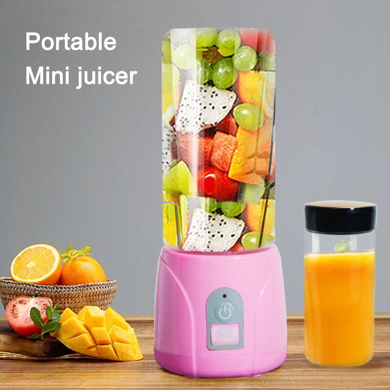 Draagbare Fruit Juicer Cup 400Ml Persoonlijke Blender Kleine Fruit Mixer Usb Oplaadbare Juicer Cup Voor Home Reizen DC156
