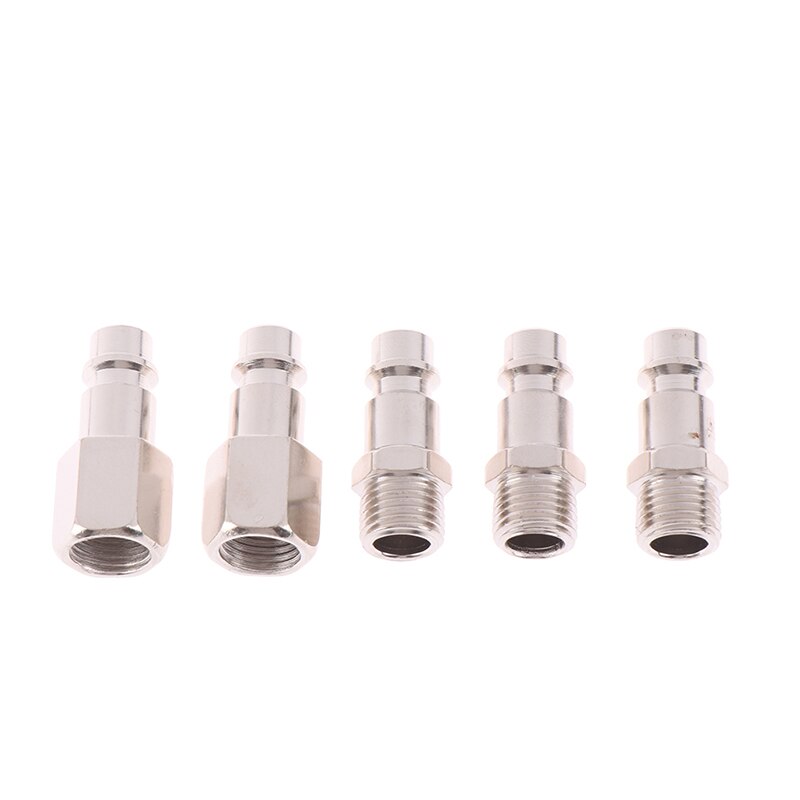 5Pcs Vro/Man 1/4 "Bsp Air Lijn Slang Compressor Connectors Silver Euro Mannelijke Quick Release fittings