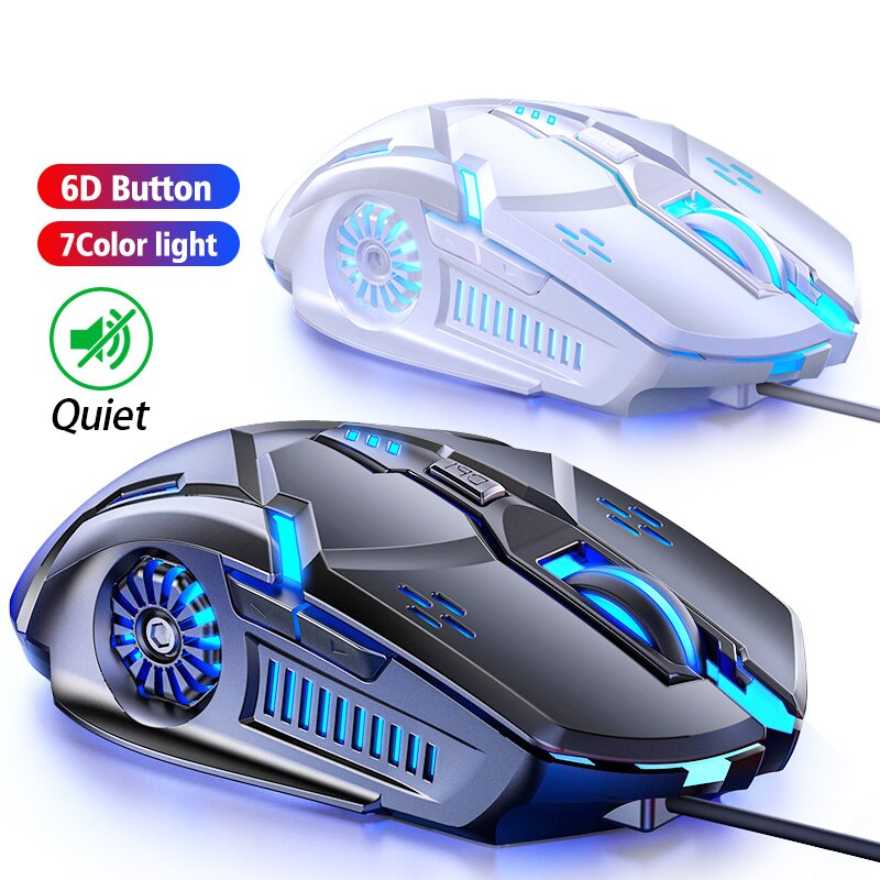 ANKNDO Gaming Mouse for Computer pc Wired USB Mouse Gamer laptop LED Backlight Silent Mause 4 Level DPI 6 Button Game Mice