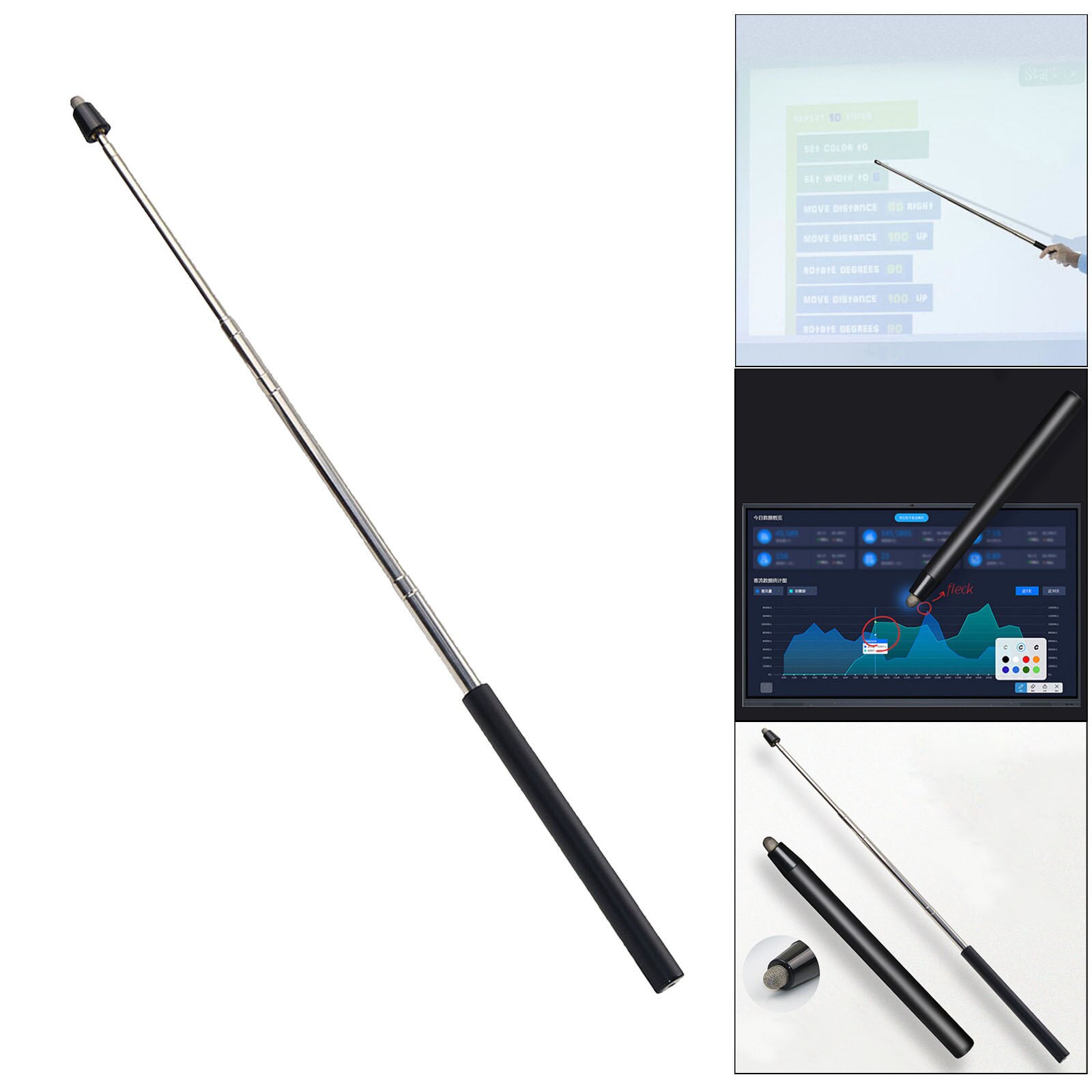 Telescopic Pointer , Teachers Extendable Handheld 18-100cm Hand Pointer Pointing Stick Whiteboard Touch Screens Pen iPad