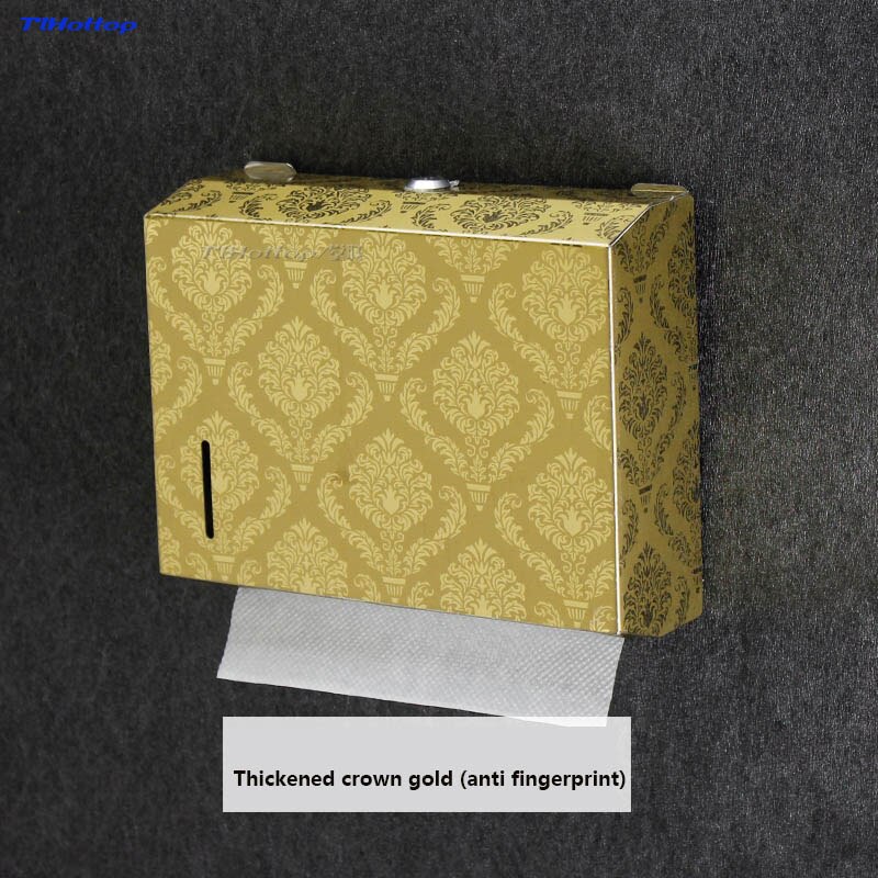 262*205*83mm Stainless Steel Manual Holder Dispenser Paper Towel Rack Butterfly Crown Gold Blue YH8013