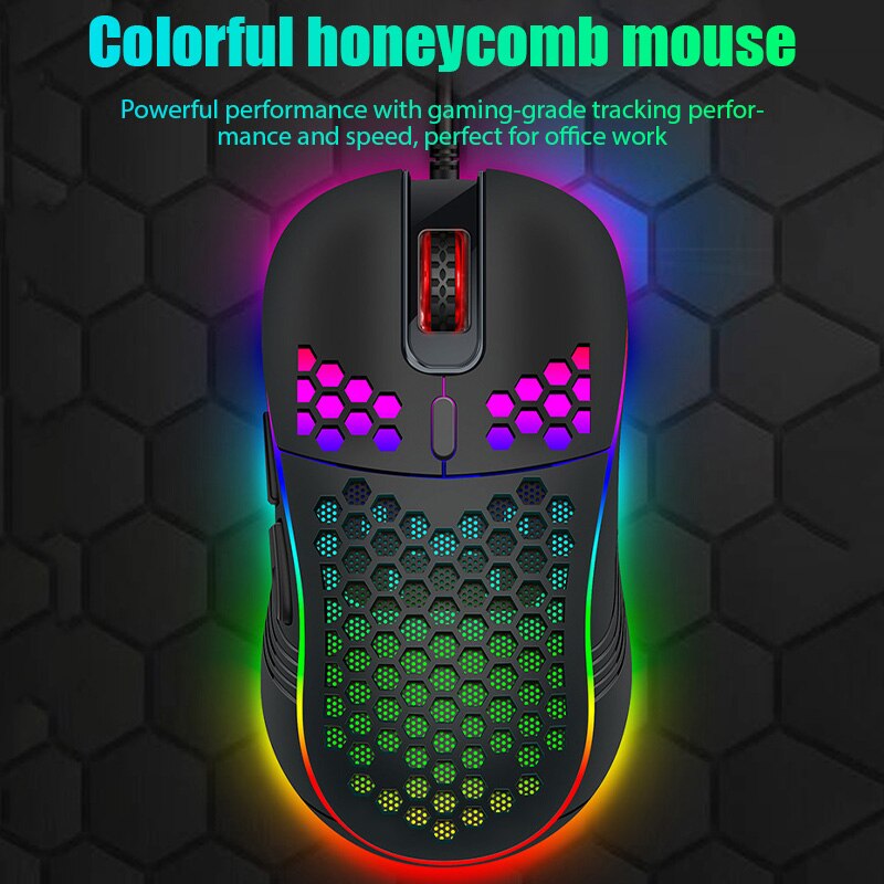 Lightweight RGB Gaming Mouse 4000DPI Honeycomb Shell Mouse Ergonomic Mice with Ultra Weave Cable for Computer Gamer PC Desktop