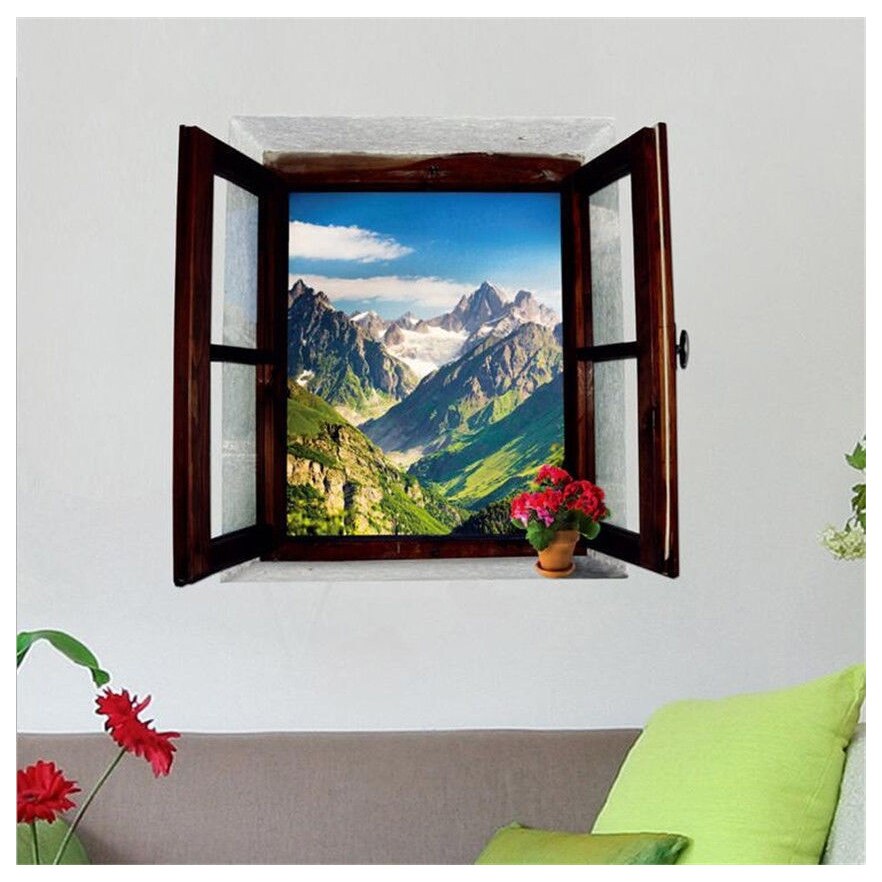 3D View Window Landscape Painting Home Decor Wall Sticker Decal Mural Art US