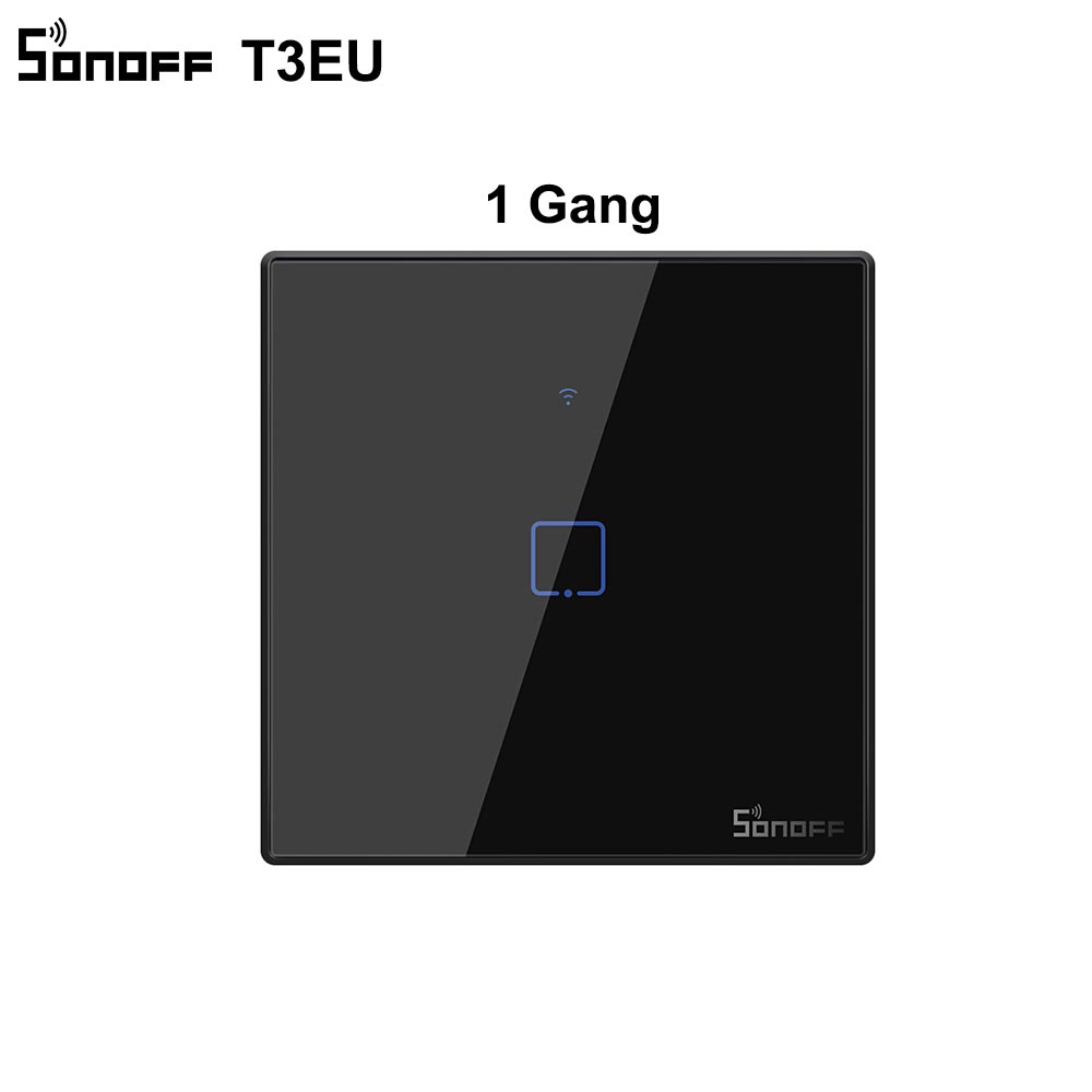 Sonoff t2 t3 sort eu wifi lysafbryder smart væg berøringsafbrydere app /433 rf fjernbetjening conrtol switch trådløs 1/2/3 bånd switch: T3 eu 1 bande