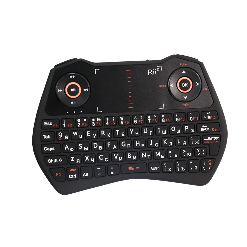 Original Rii i28C 2.4GHz Mini Russian Wireless Keyboard with Touchpad, Air mouse, Backlit, Li-ion Battery for mini PC, TV box