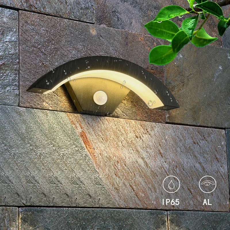 Halfronde buitenwandlamp IP65 waterdichte LED-verlichting met bewegingssensor Entree Veranda Tuin Binnenplaats Gangpad Wandlamp