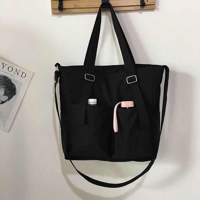 Oxford – sac à bandoulière multifonction pour femmes, sac seau étanche, fourre-tout en tissu de grande capacité, grand sac à main de voyage: black