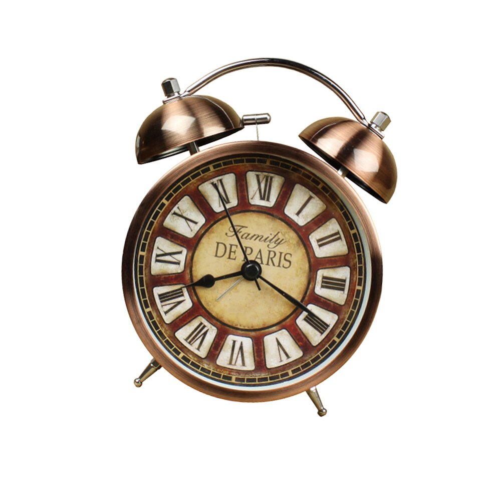 1pc Alarm Clock Practical Retro Durable Metal Decorative Novel European Style Alarm Clock Table Alarm for Co-worker Family Frien