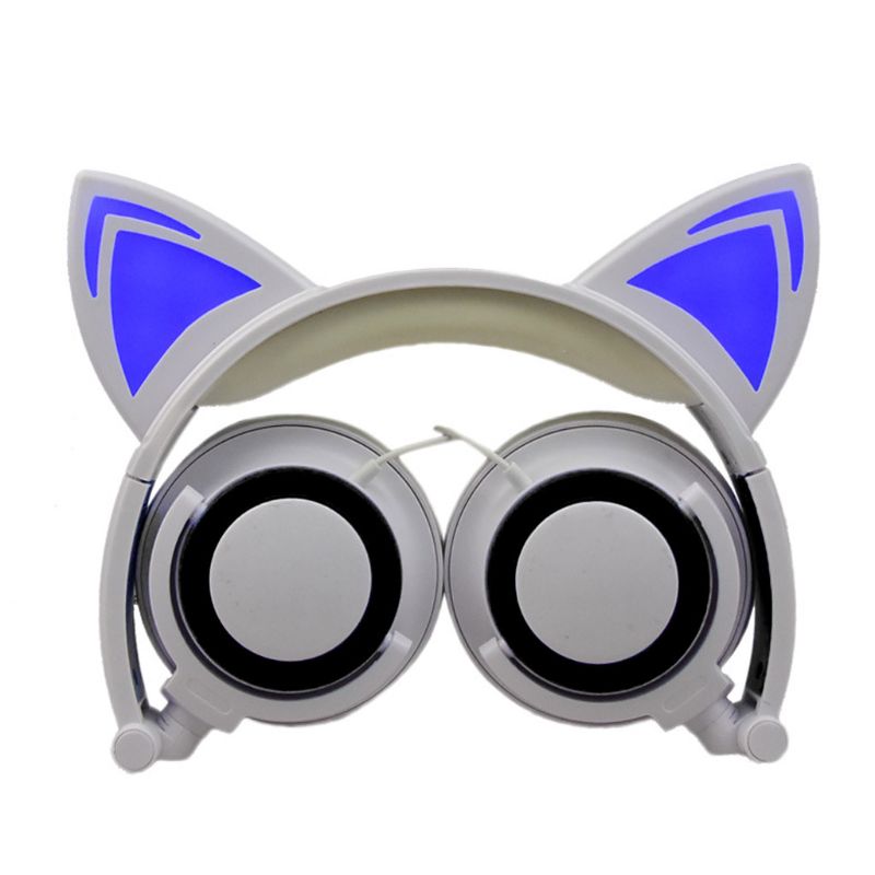 Gaming Headset - Wired - Glowing Cat Ears - Foldable - Portable - for Kids